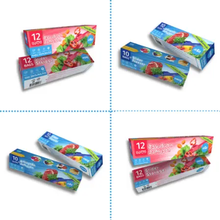 იზის გასაყინი და შესანახი მრავალჯერადი პარკების ნაკრები ელვა-შესაკრავით