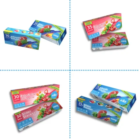 იზის ელვა-შესაკრავიანი გასაყინი და შესანახი მრავალჯერადი პარკების ეკონომ ნაკრები ელვა-შესაკრავით